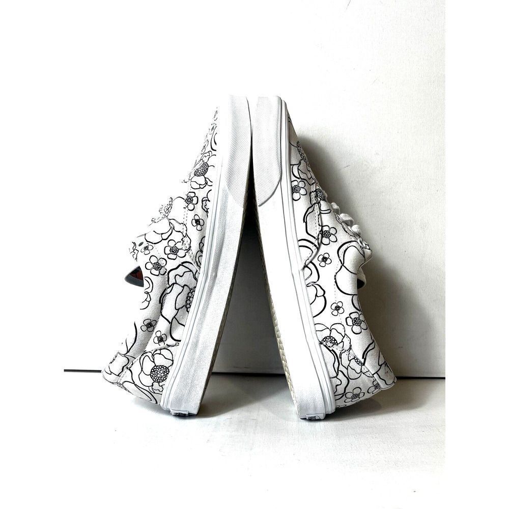 VANS Black White Floral Canvas Skater Shoes Men's 10.5 Low Top Lace Up Womens 12 - Picture 6 of 11